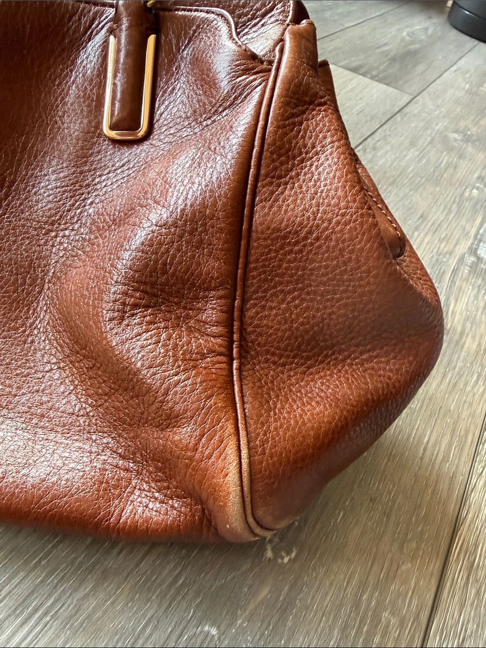 COACH Pebbled Leather Satchel in Chestnut Brown with Gold Hardware - Picture 13 of 16